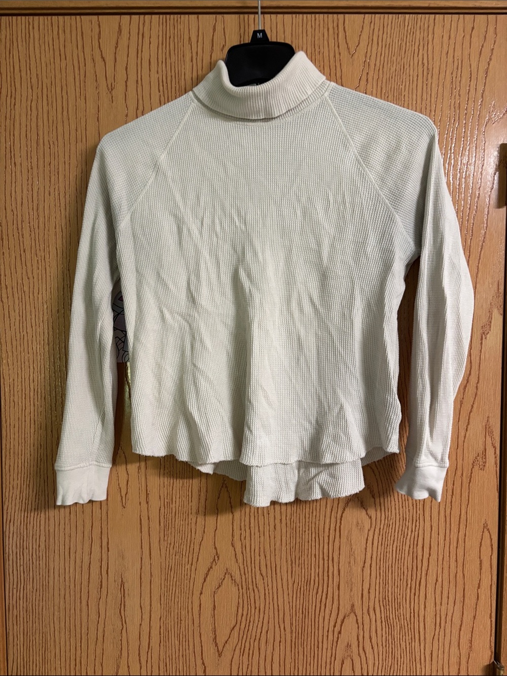 Everlane Cream Waffle Turtleneck Long Sleeve Top
